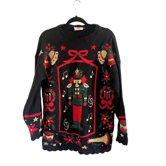 Vintage Knit Toy Solider Christmas Sweater Size Medium - Picture 1 of 4